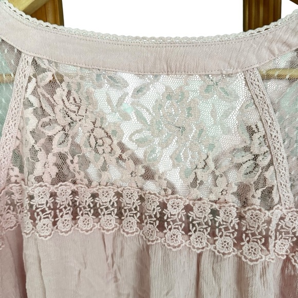 Roaman's Womans Sz 22W Blouse Long Sleeve Floral Lace Pink V Neck Button Front - Picture 8 of 11